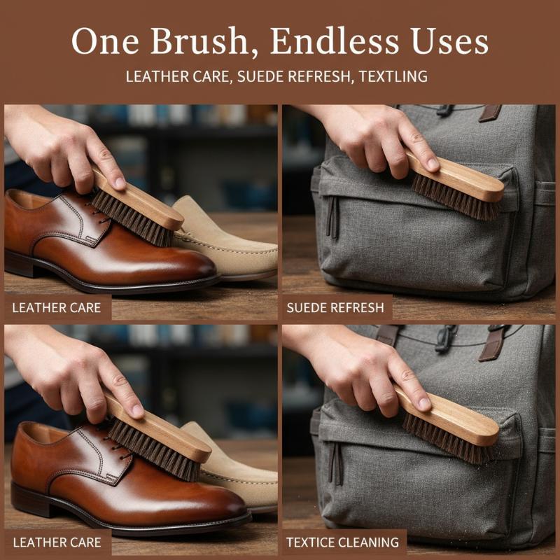 Shoe Cleaning Brush - 1 Buah Sikat Sepatu Kayu Bulu